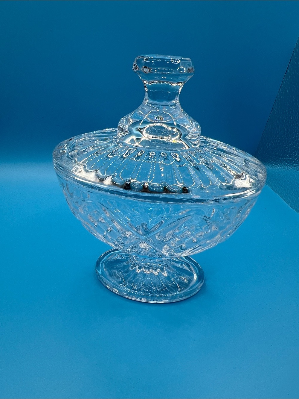 Clear Pressed Glass Covered Compote